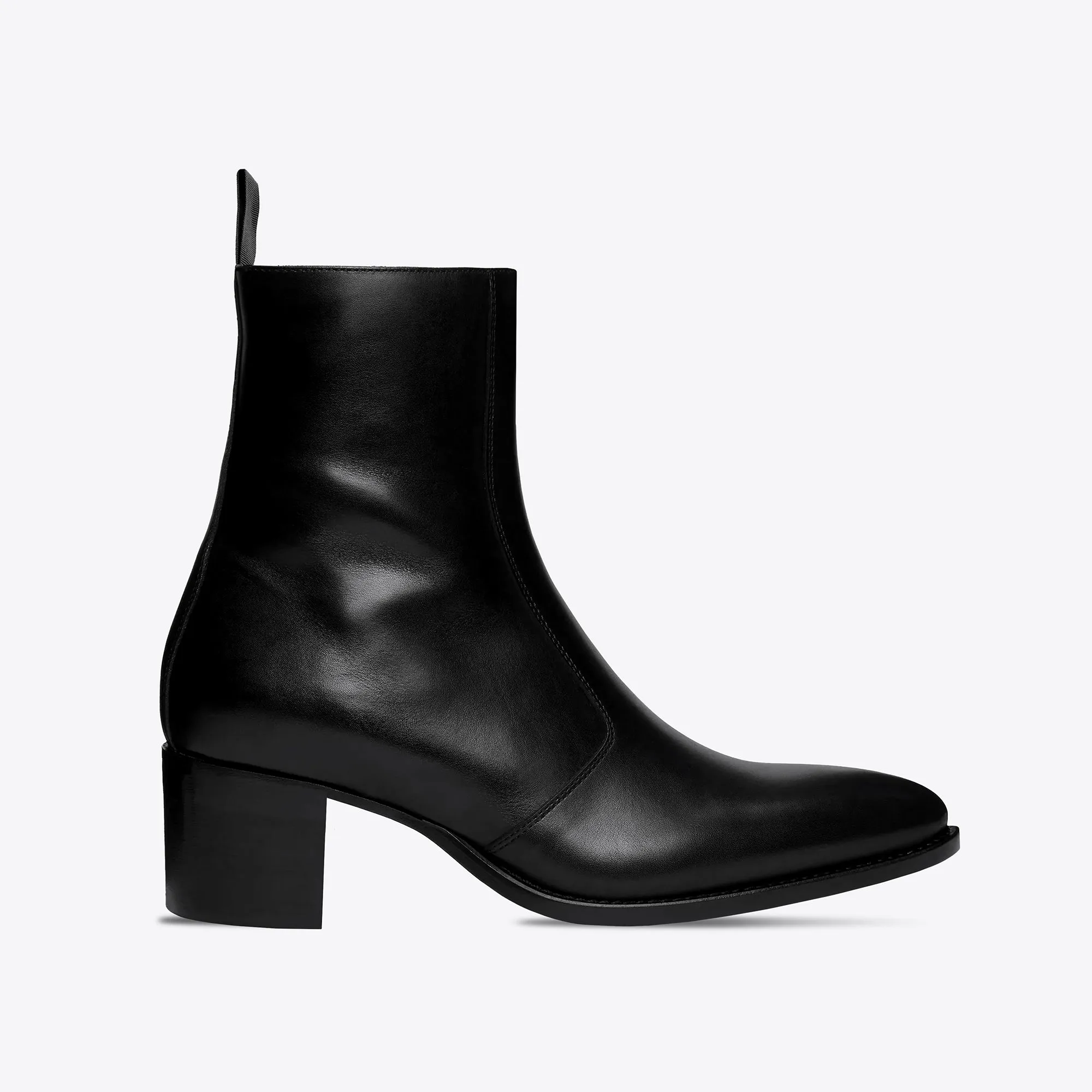 Luca 60mm Side Zip Boots - Black Leather sold by from the first