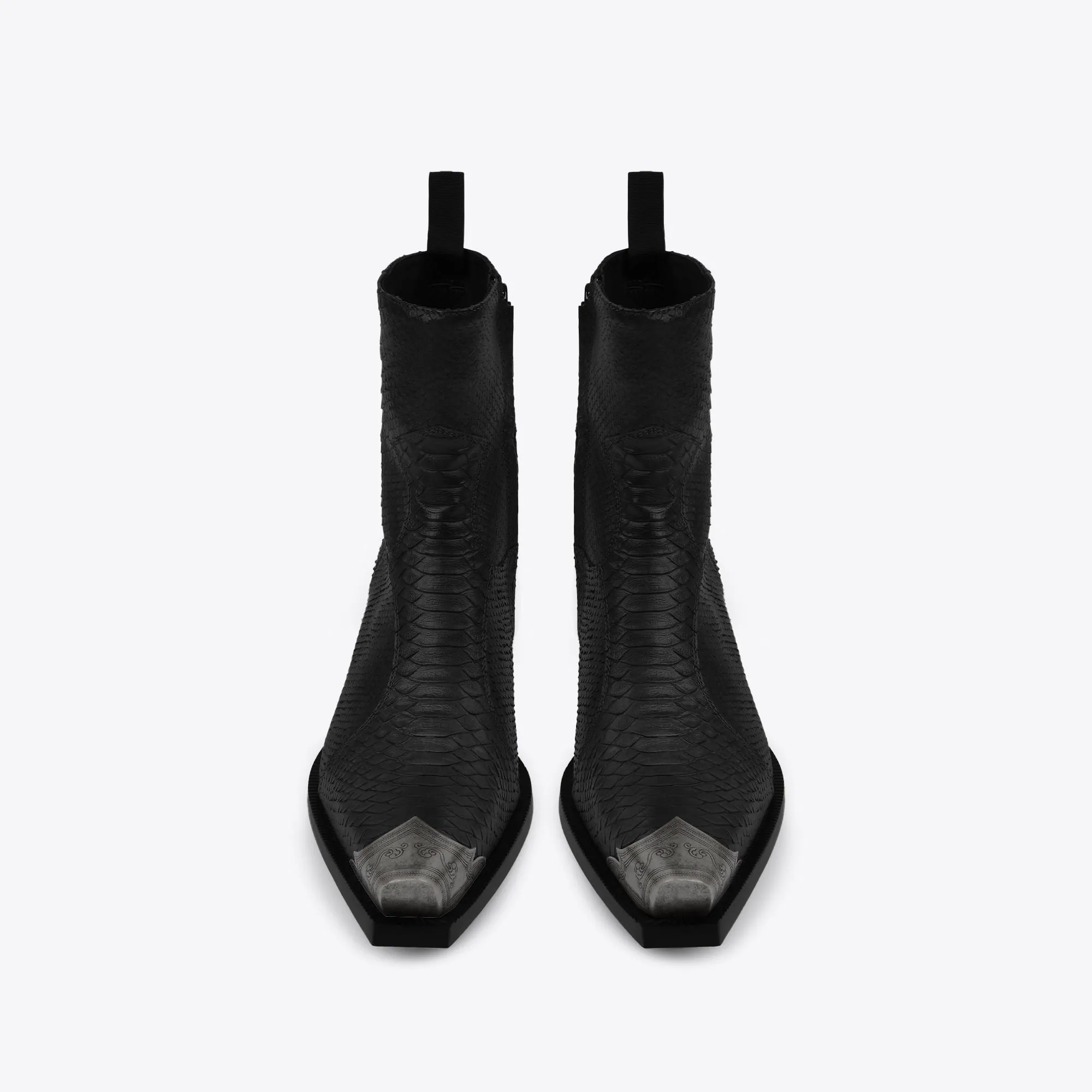 Dante 65mm Western Boots - Deep Black Python-Effect Leather sold by from the first product image thumbnail 2