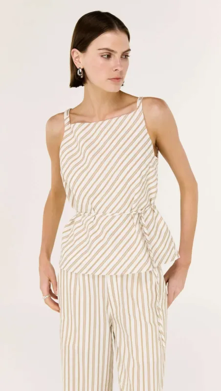 Cotton Blend Stripe Tie Waist Top made by Staple