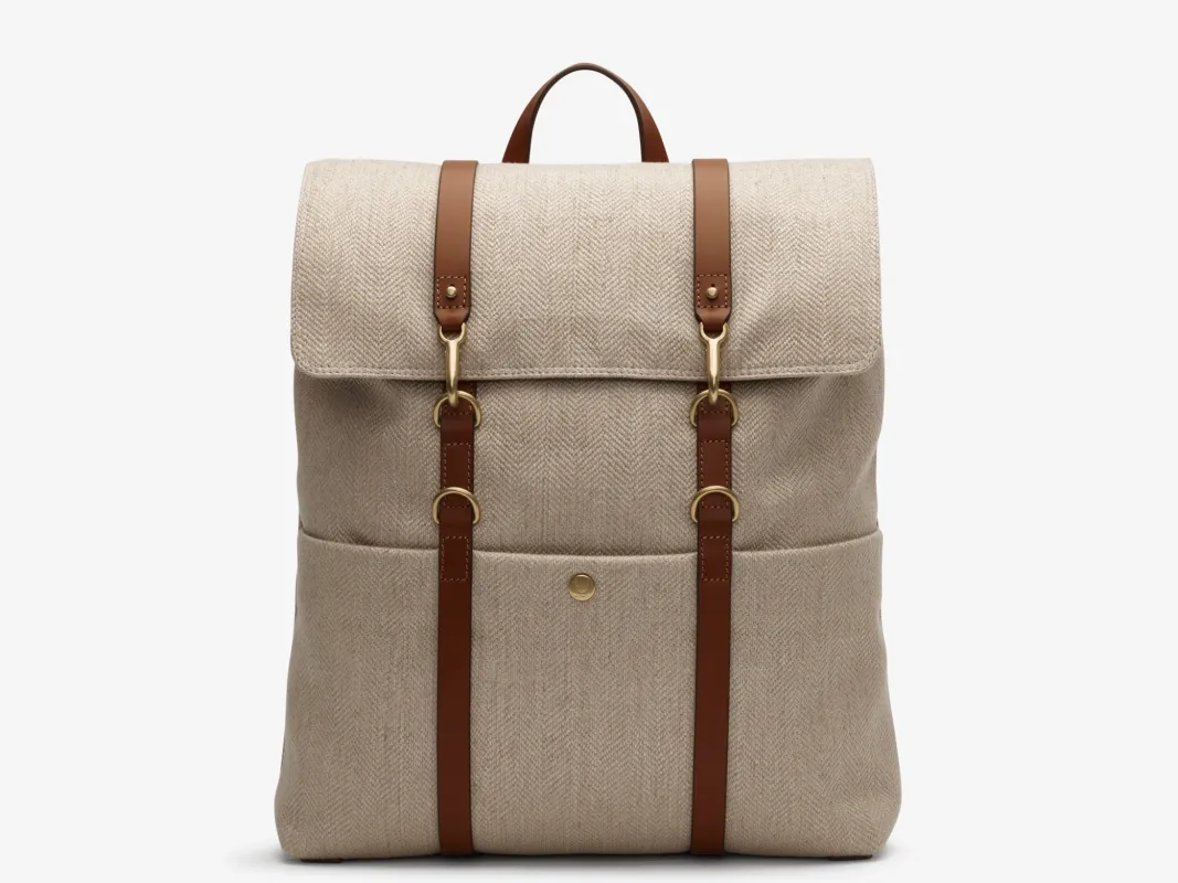 M/S Backpack - Grand Herringbone/Cuoio made by Mismo
