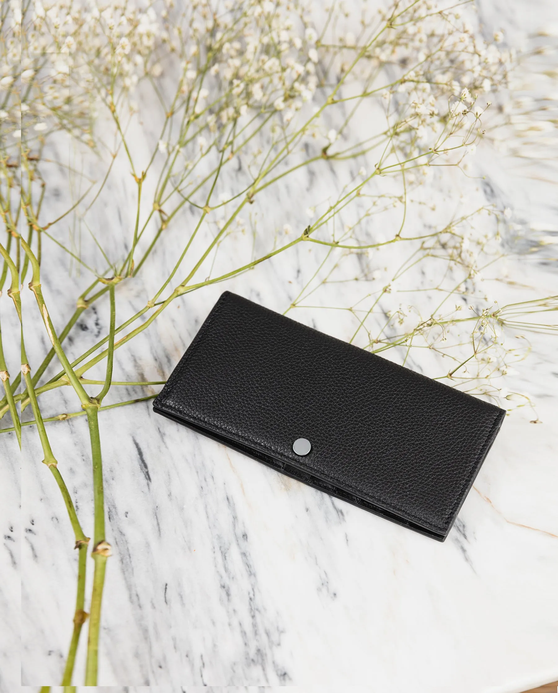 Adonis: A slim, long black leather designer wallet sold by Anscel product image thumbnail 5