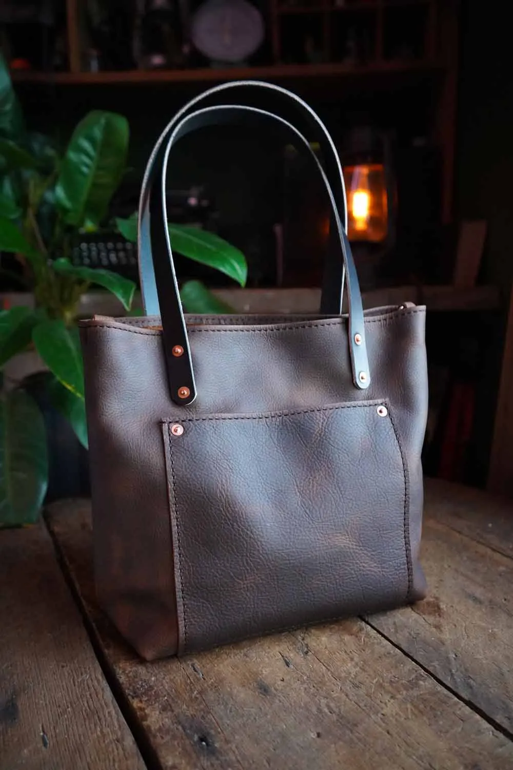 Mini Leather Tote Bag - With Front Pocket sold by Hammerthreads product image thumbnail 4