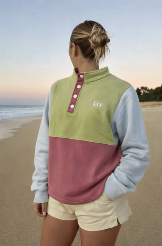 Green Colorblock Crewneck made by LIX DESIGN