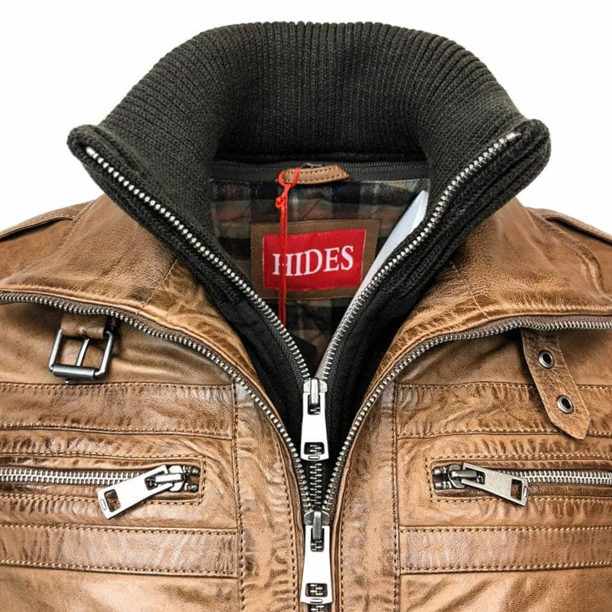 Removable Collar Leather Jacket - Cognac sold by Hides Leather product image thumbnail 5