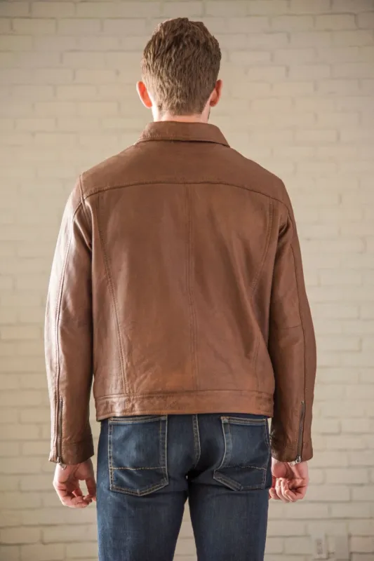 Ted Leather Jacket - Cognac made by Hides Leather