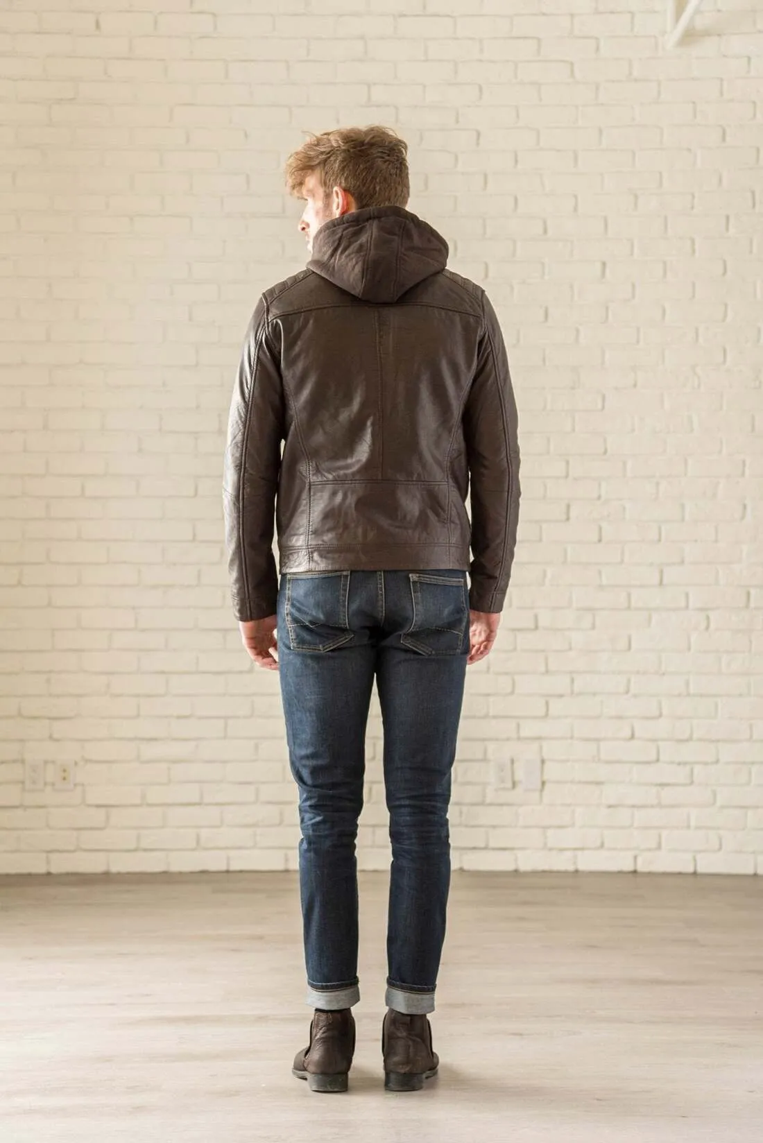 Removable Hood Leather Jacket - Cognac sold by Hides Leather product image thumbnail 5