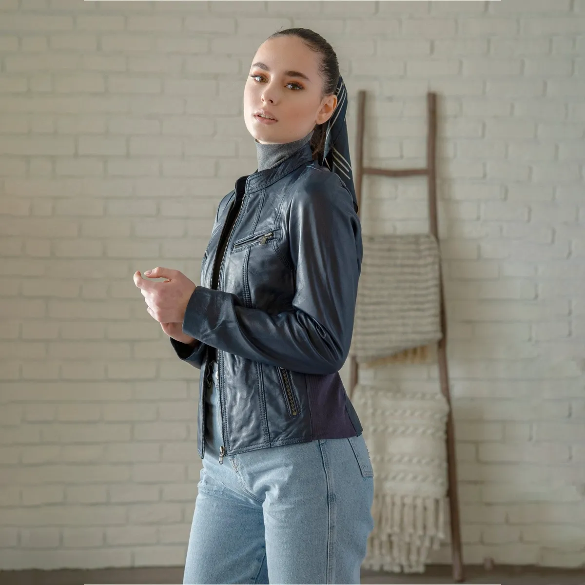 Daisy Leather Jacket - Blue sold by Hides Leather product image thumbnail 2
