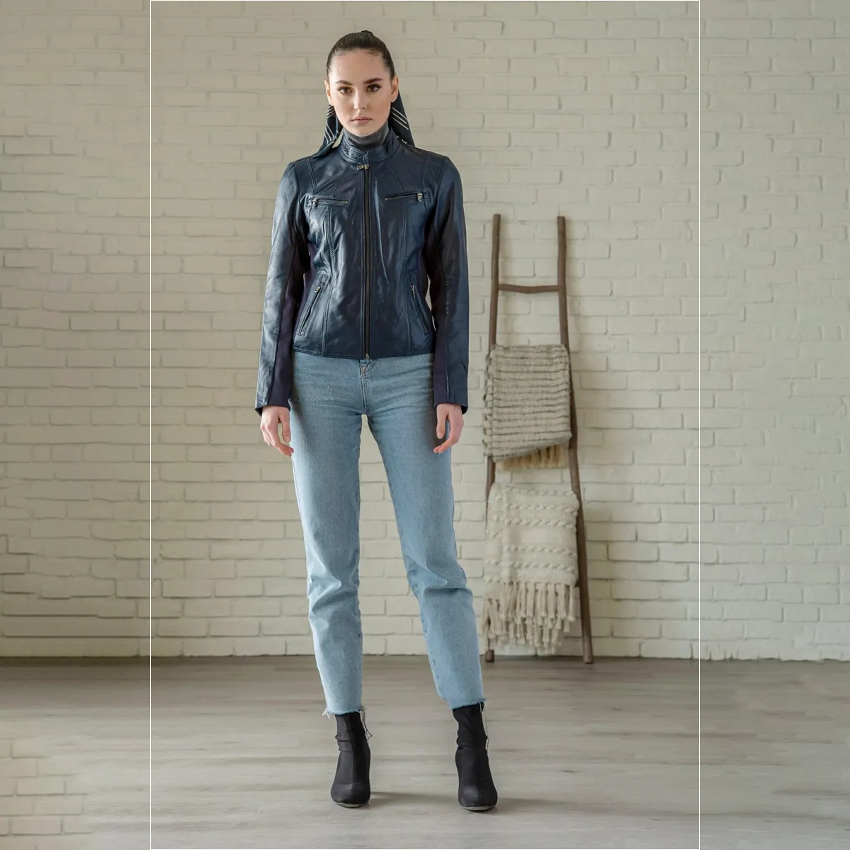 Daisy Leather Jacket - Blue sold by Hides Leather product image thumbnail 4