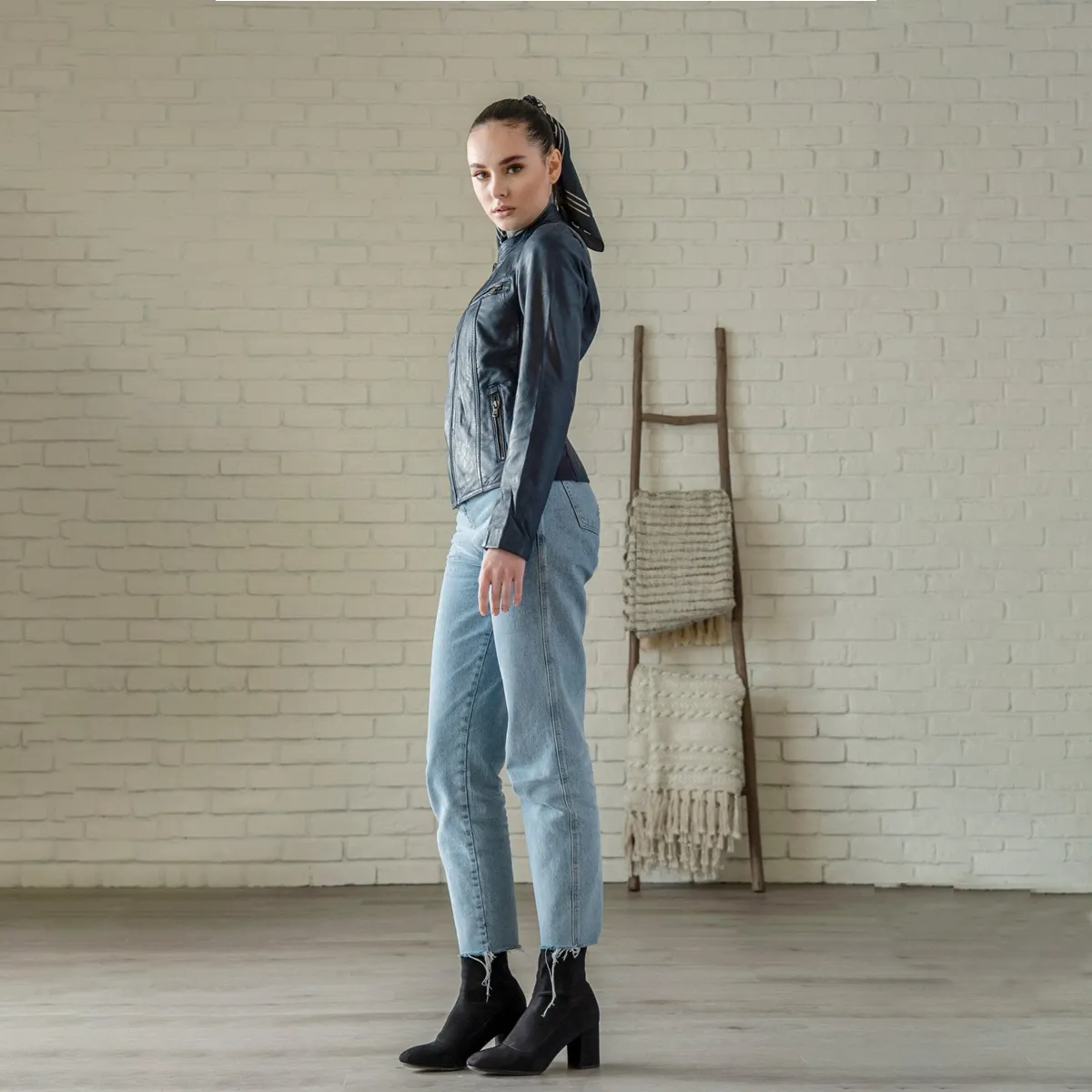 Daisy Leather Jacket - Blue sold by Hides Leather product image thumbnail 5