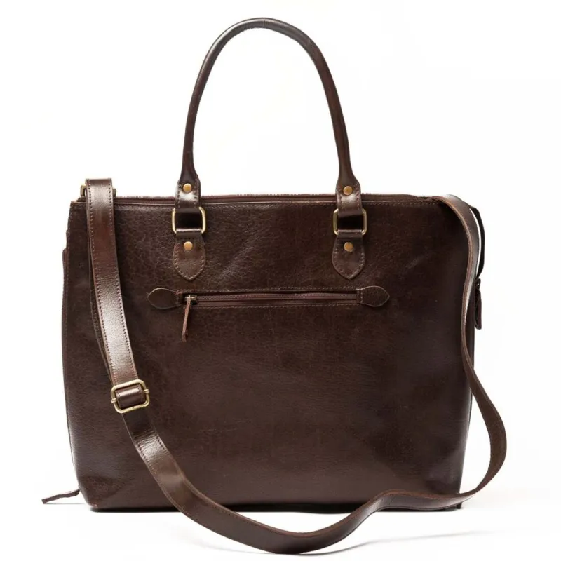 Leather Tech Tote - Antique Brown made by Hides Leather