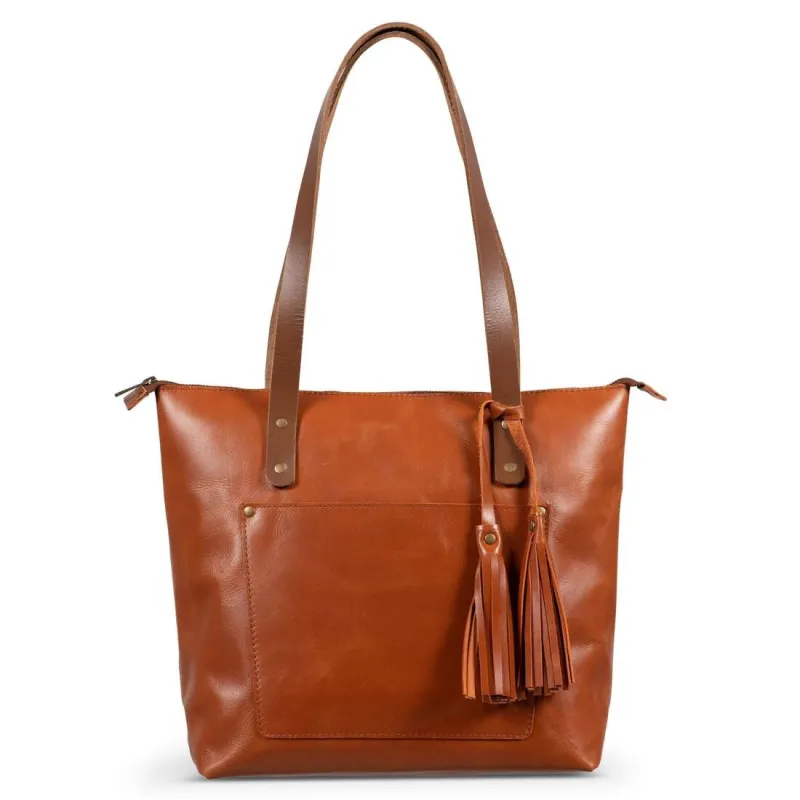 Leather Tote Bag - Hazelnut Brown made by Hides Leather
