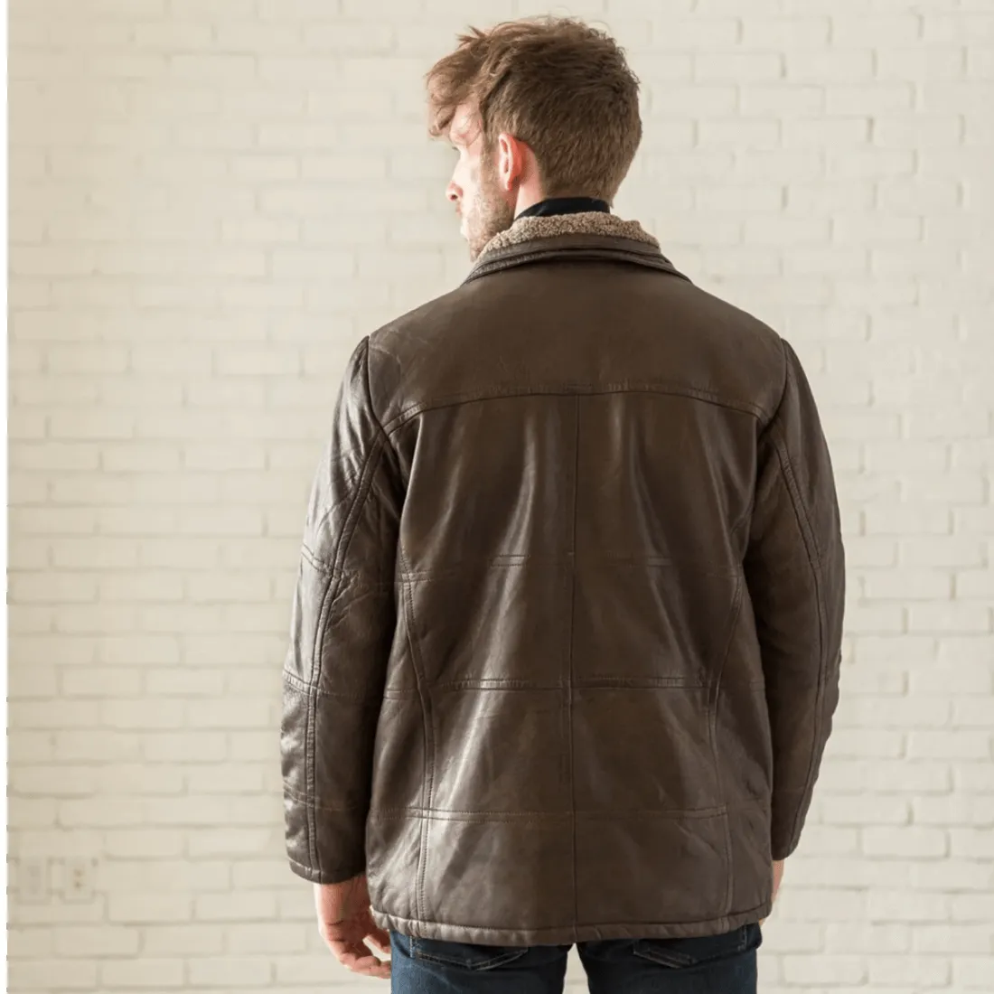 Shearling Collar Leather Coat sold by Hides Leather product image thumbnail 5