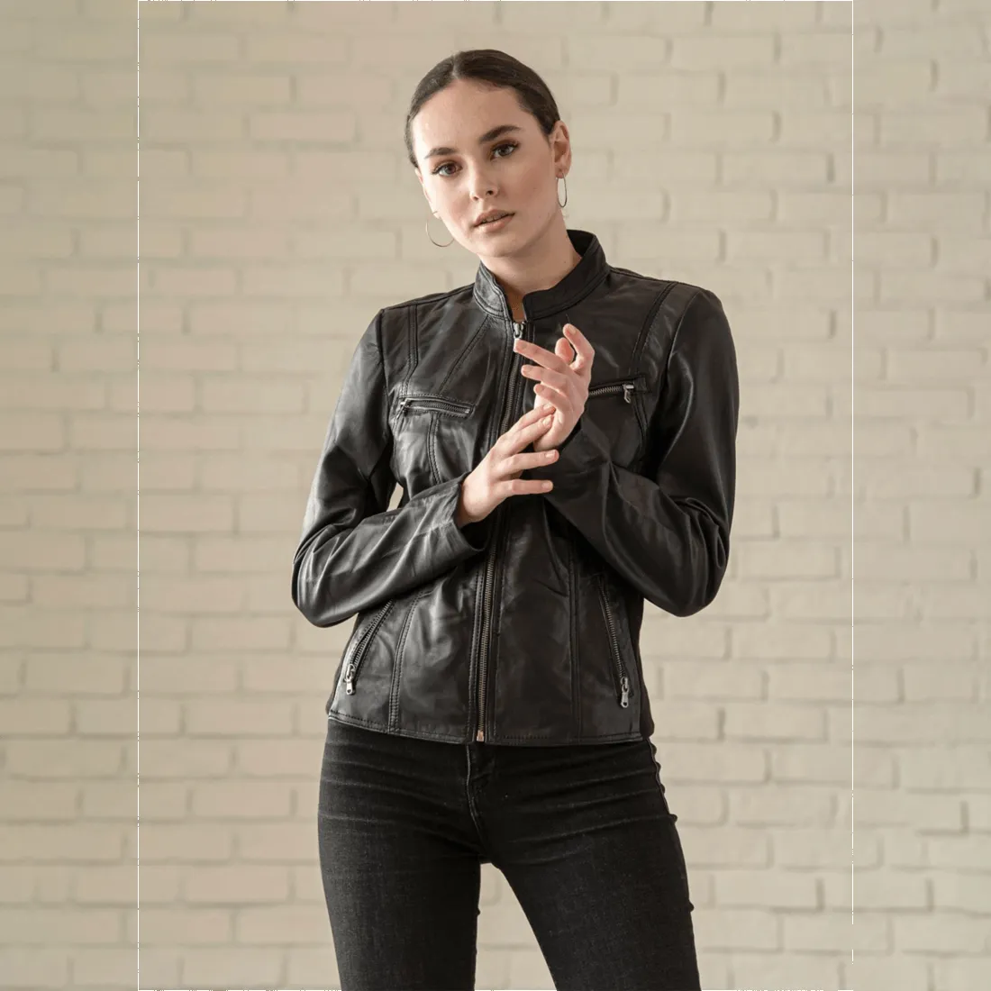 Daisy Leather Jacket - Black sold by Hides Leather product image thumbnail 2