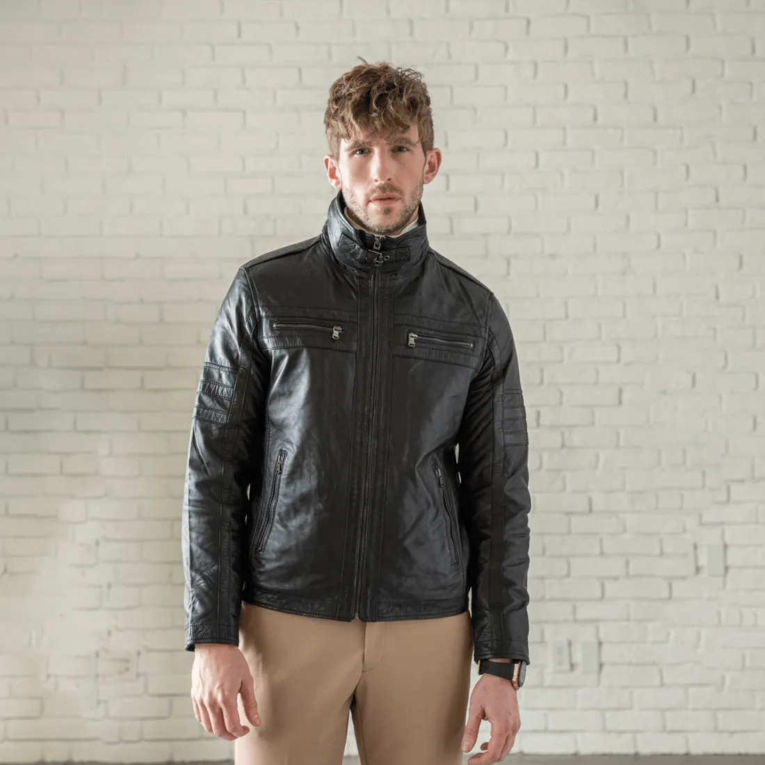 Removable Collar Leather Jacket - Black sold by Hides Leather product image thumbnail 5