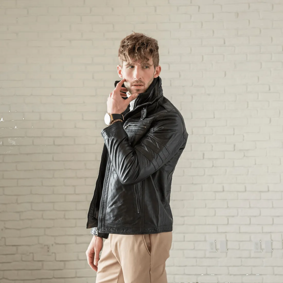 Removable Collar Leather Jacket - Black sold by Hides Leather product image thumbnail 3