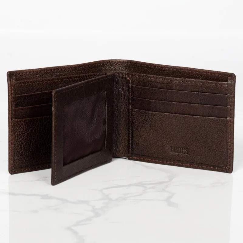 Mid Wing Leather Wallet - Dark Brown made by Hides Leather