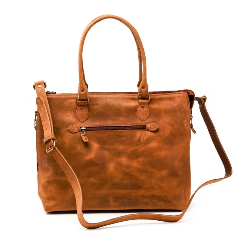 Leather Tech Tote - Saddle Brown made by Hides Leather