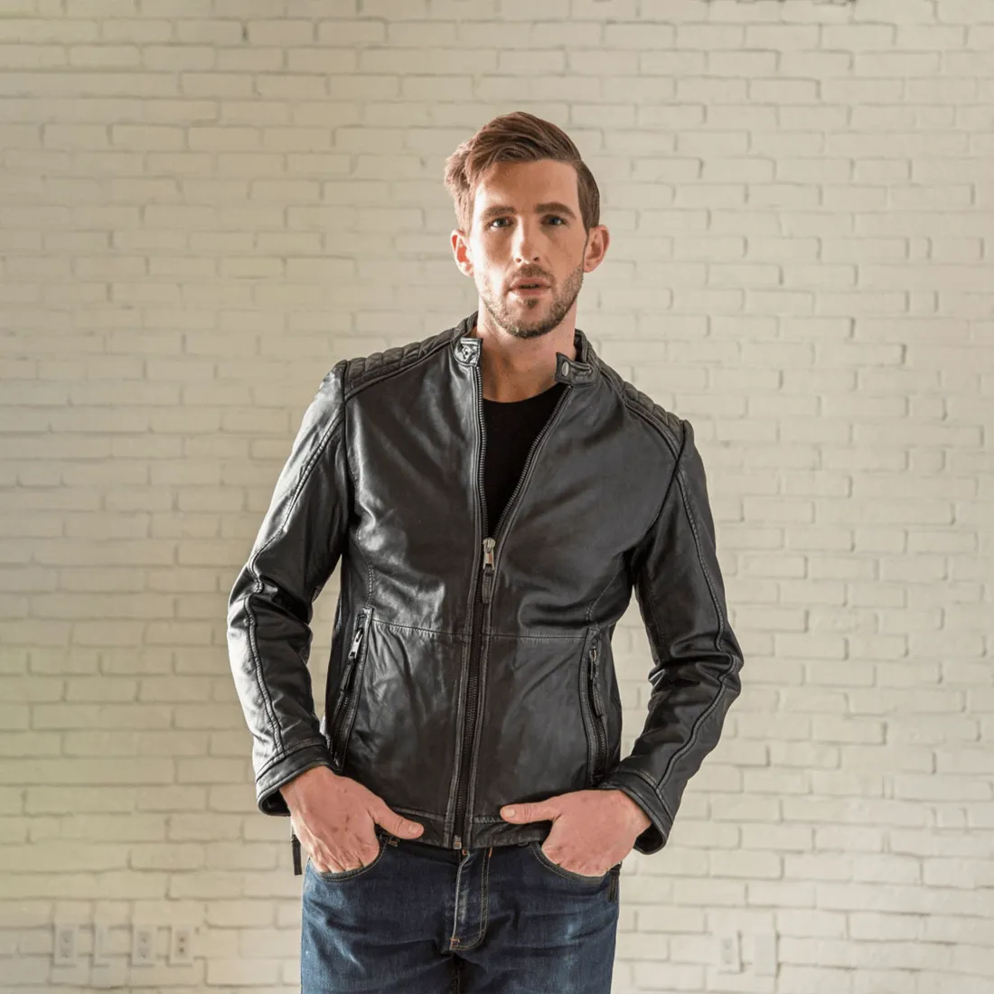 Racer Leather Jacket - Black sold by Hides Leather product image thumbnail 4