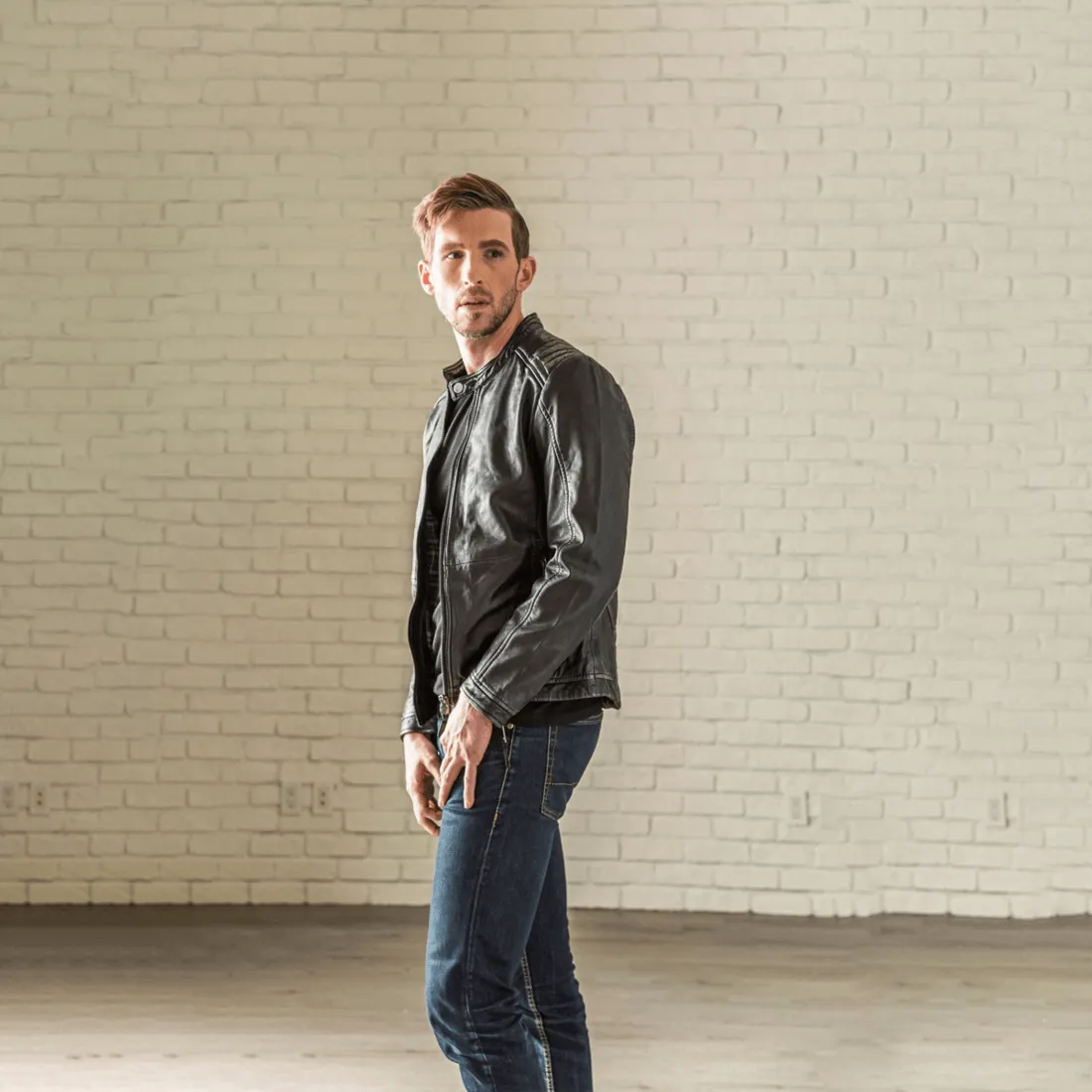 Racer Leather Jacket - Black sold by Hides Leather product image thumbnail 2