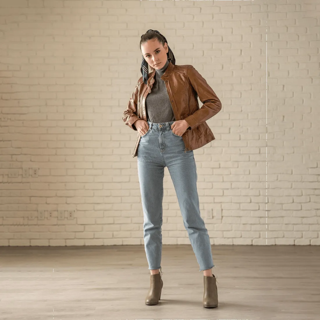 Lamb Leather Coat - Cognac sold by Hides Leather product image thumbnail 2