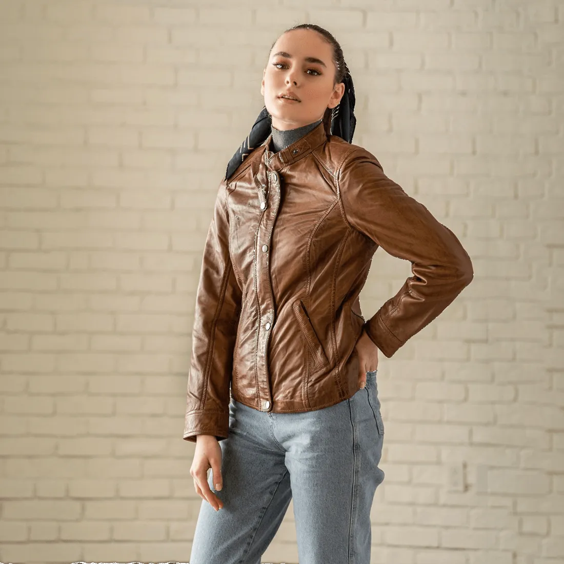 Lamb Leather Coat - Cognac sold by Hides Leather product image thumbnail 5