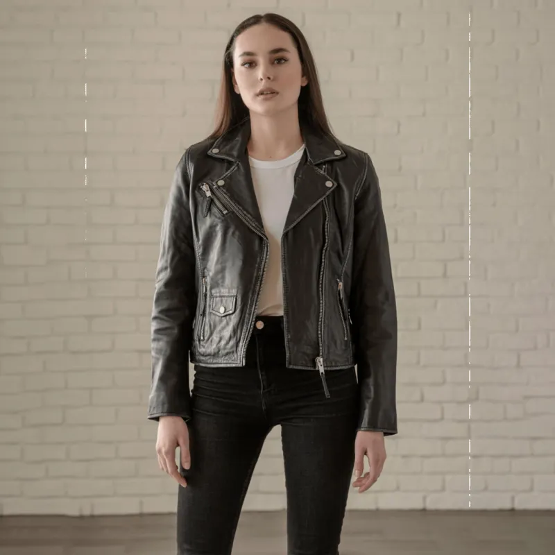Sidney Leather Biker Jacket made by Hides Leather