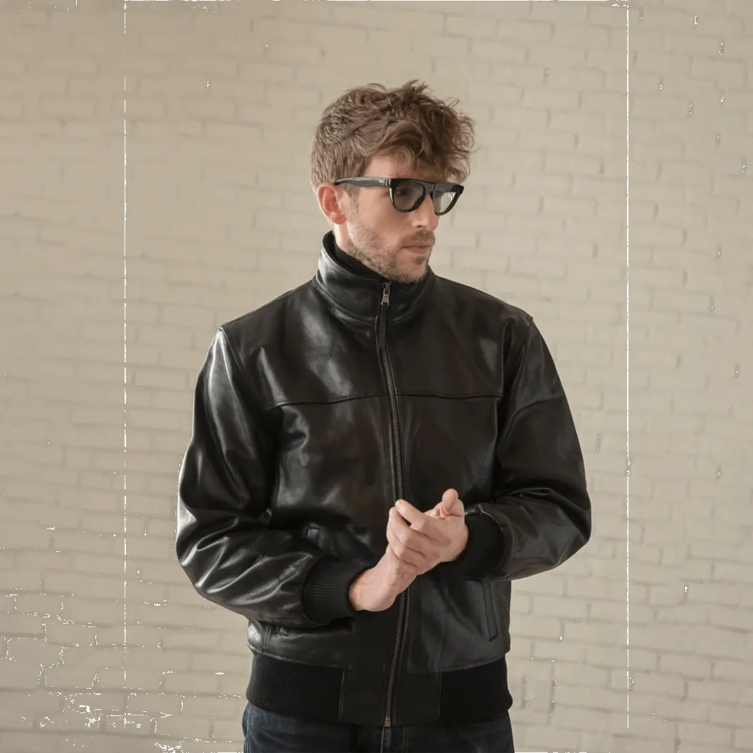Classic Leather Bomber - Black sold by Hides Leather product image thumbnail 3