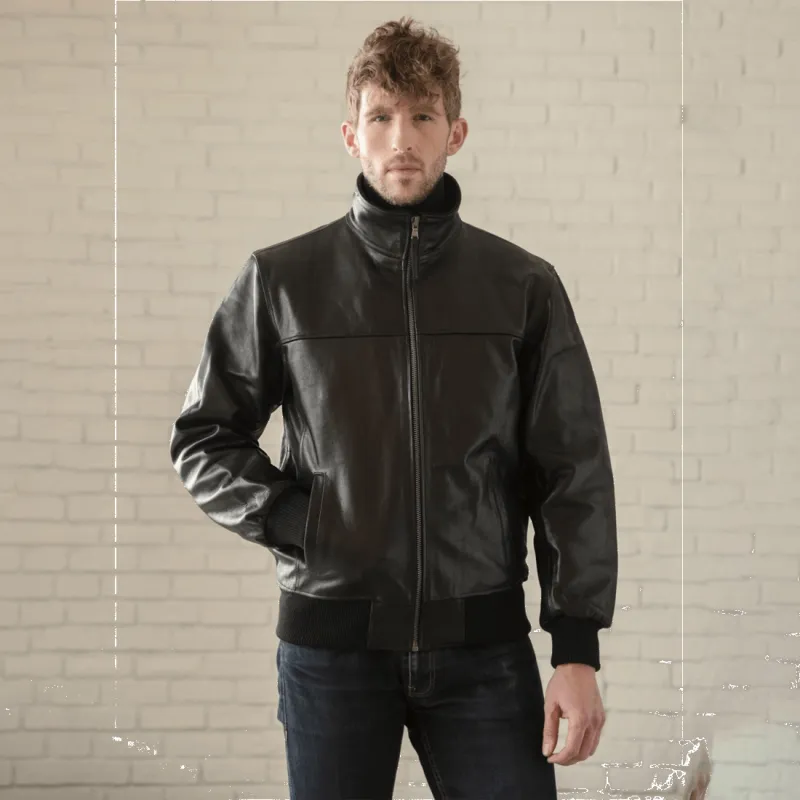 Classic Leather Bomber - Black made by Hides Leather