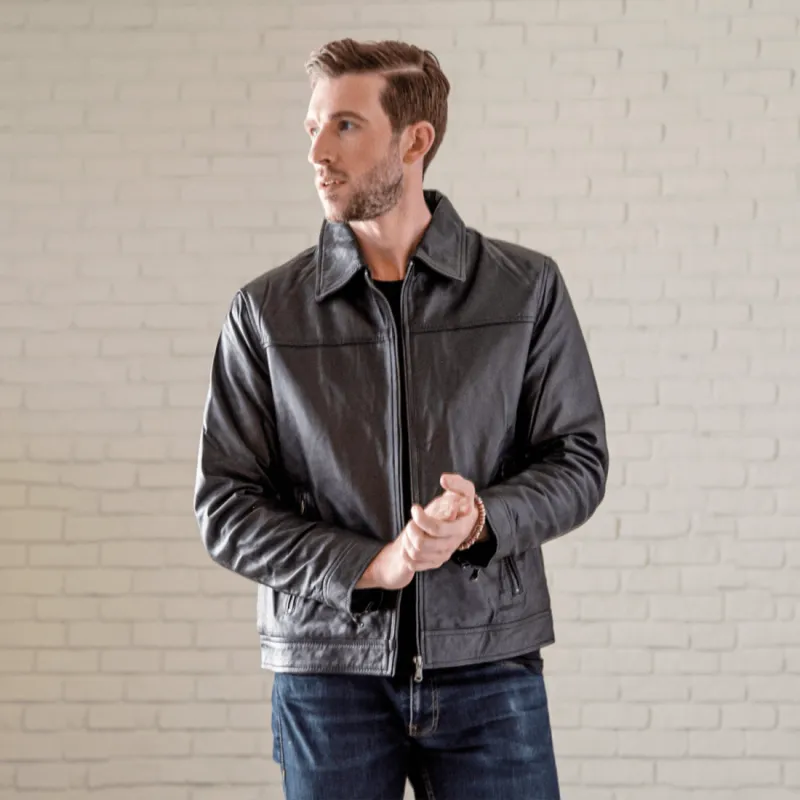 Ted Leather Jacket - Black made by Hides Leather