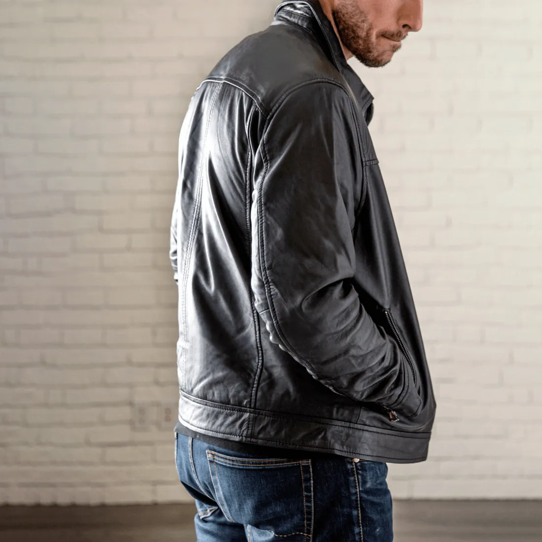 Ted Leather Jacket - Black sold by Hides Leather product image thumbnail 4