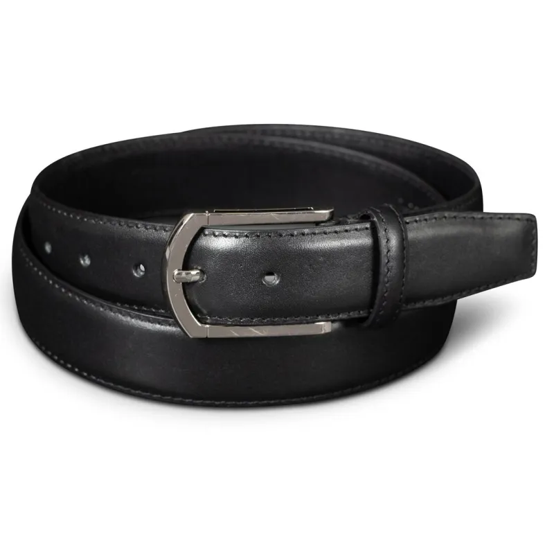 Single Stitch Leather Belt - Black made by Hides Leather