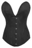 Black Brocade Overbust Corset with Plunge Neckline and Side Mesh Panels sold by Corset Story