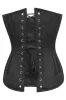 Black Brocade Overbust Corset with Plunge Neckline and Side Mesh Panels sold by Corset Story