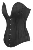 Black Brocade Overbust Corset with Plunge Neckline and Side Mesh Panels sold by Corset Story