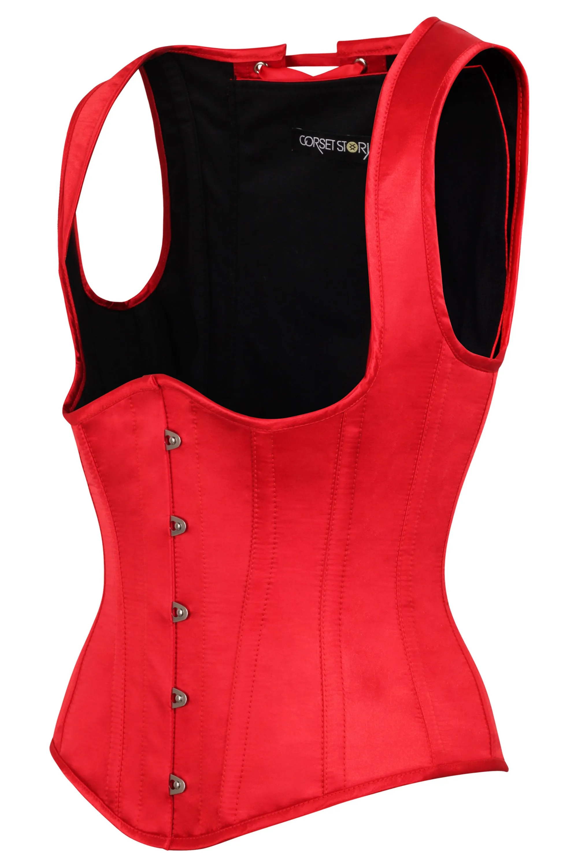 Red High Back Underbust Corset With Straps sold by Corset Story product image thumbnail 3