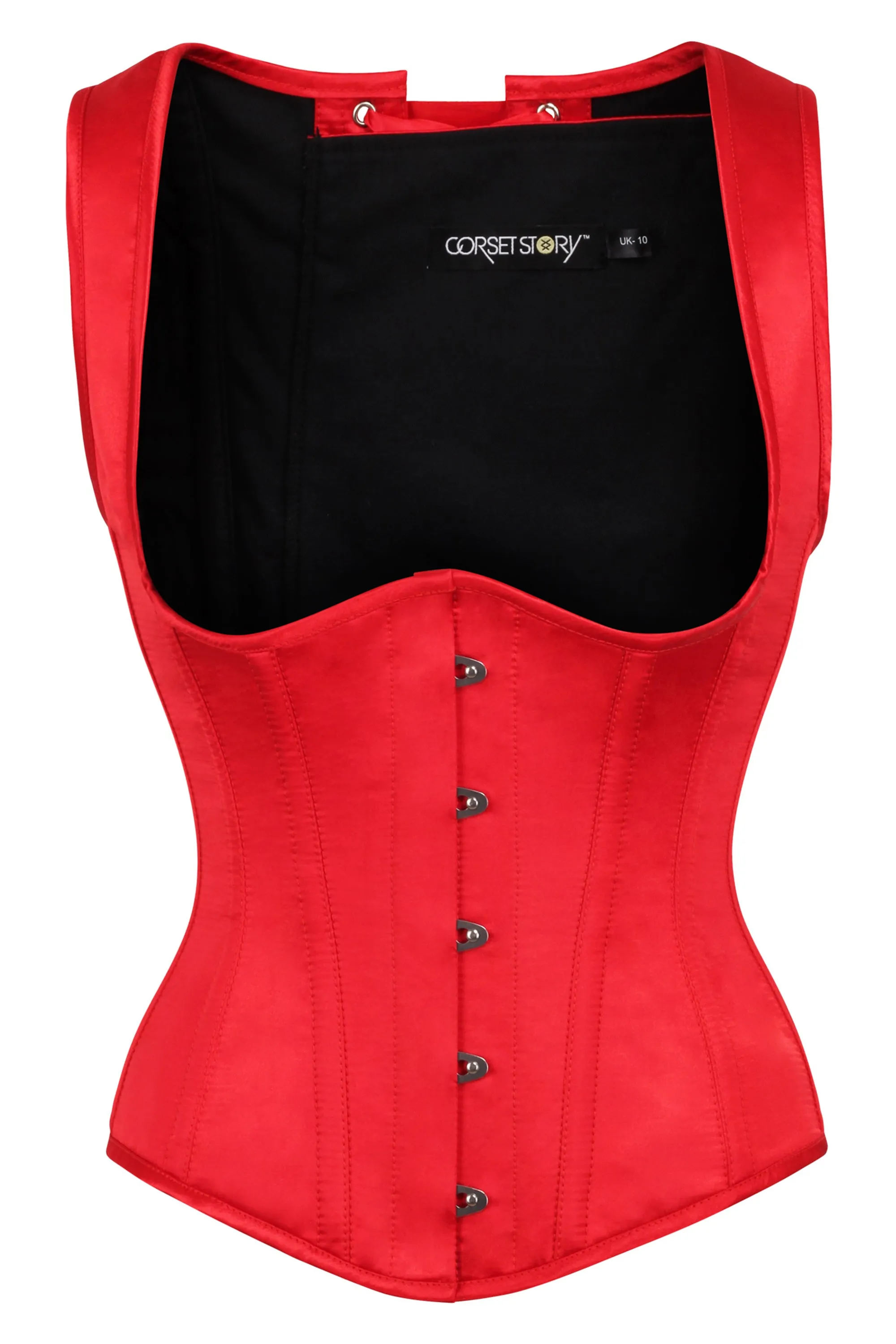 Red High Back Underbust Corset With Straps sold by Corset Story
