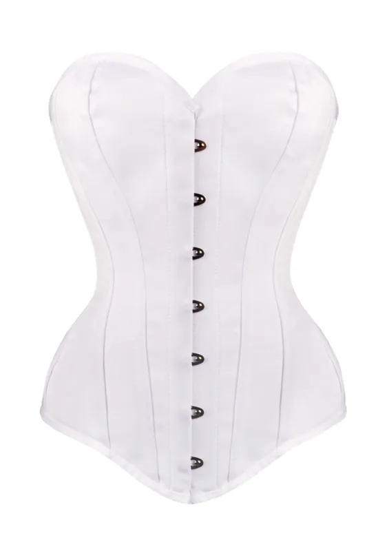Instant Shape White Satin Overbust - Longline sold by Corset Story