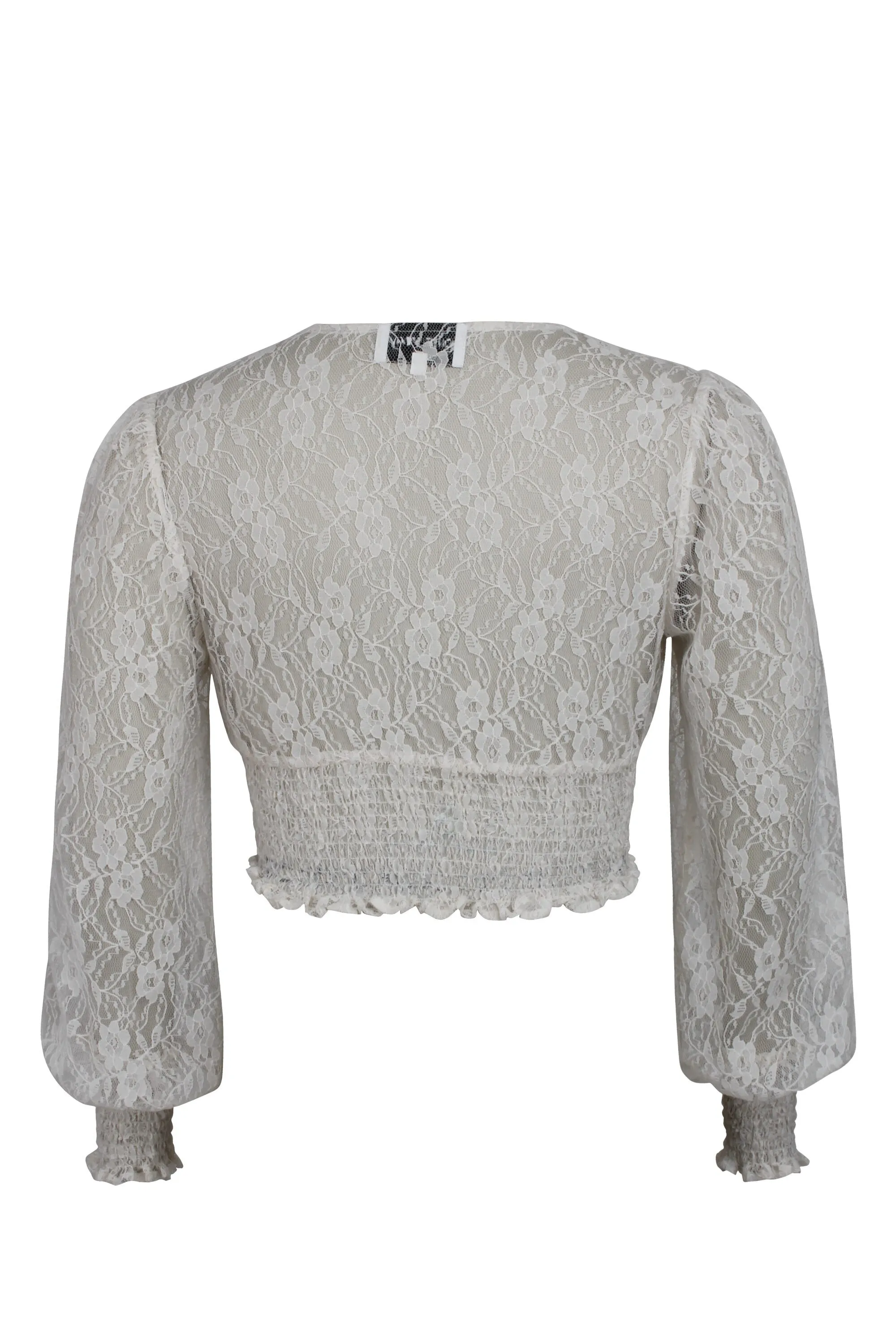 Pearl Whisper White Lace Cropped Top with Long Sleeves sold by Corset Story product image thumbnail 2