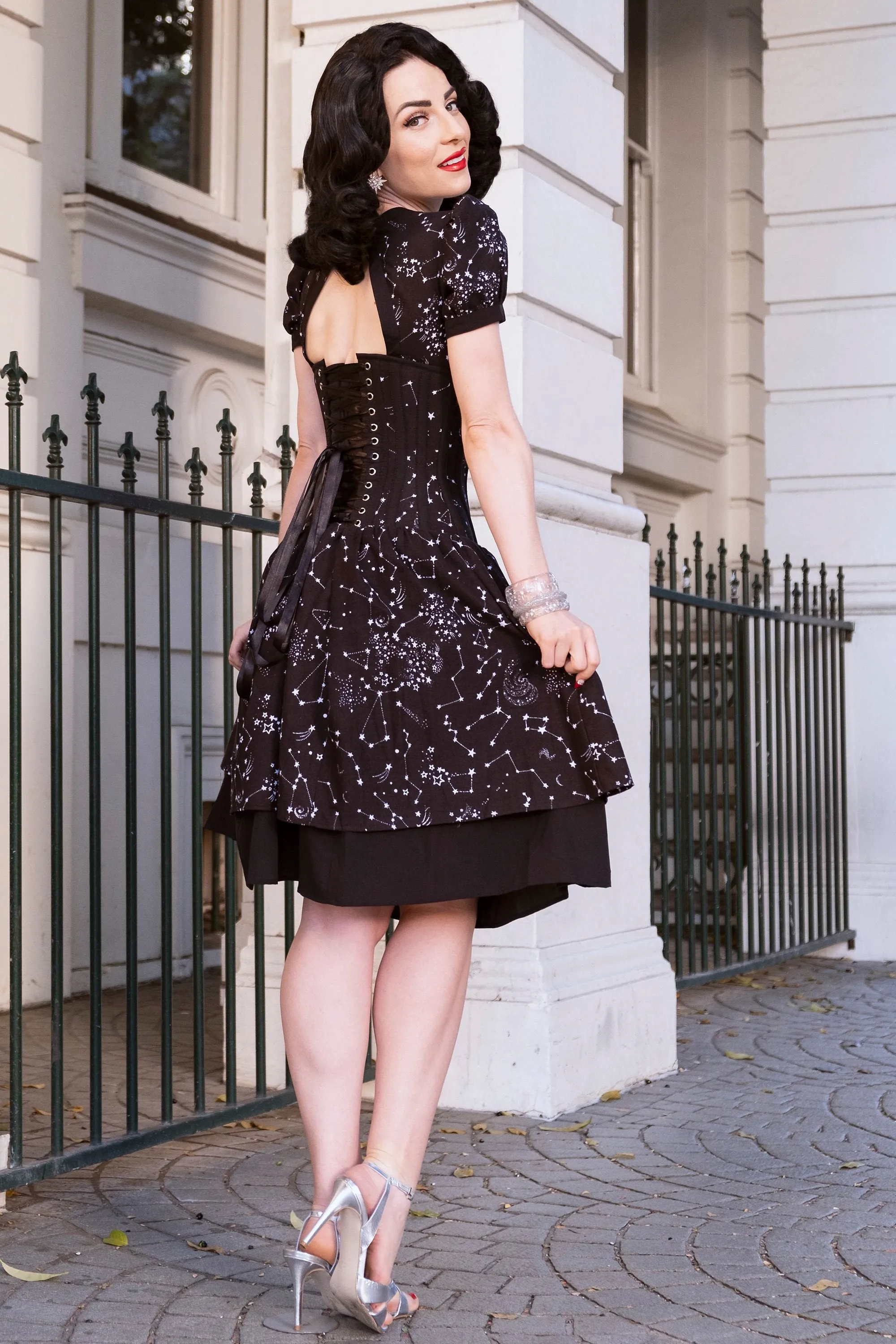 Black Astronomy Print Corset Dress sold by Corset Story product image thumbnail 2