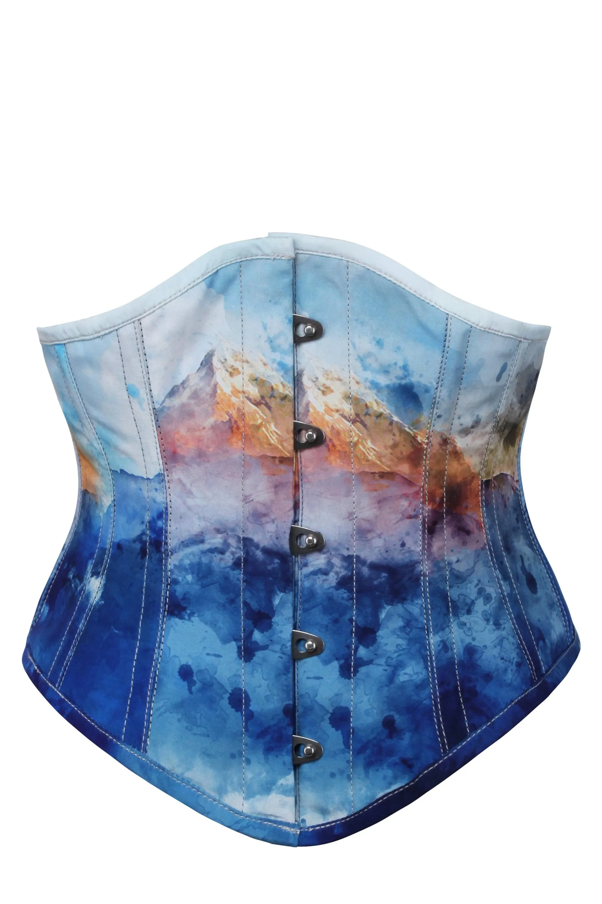 Misty Mountain Print Waspie Corset sold by Corset Story