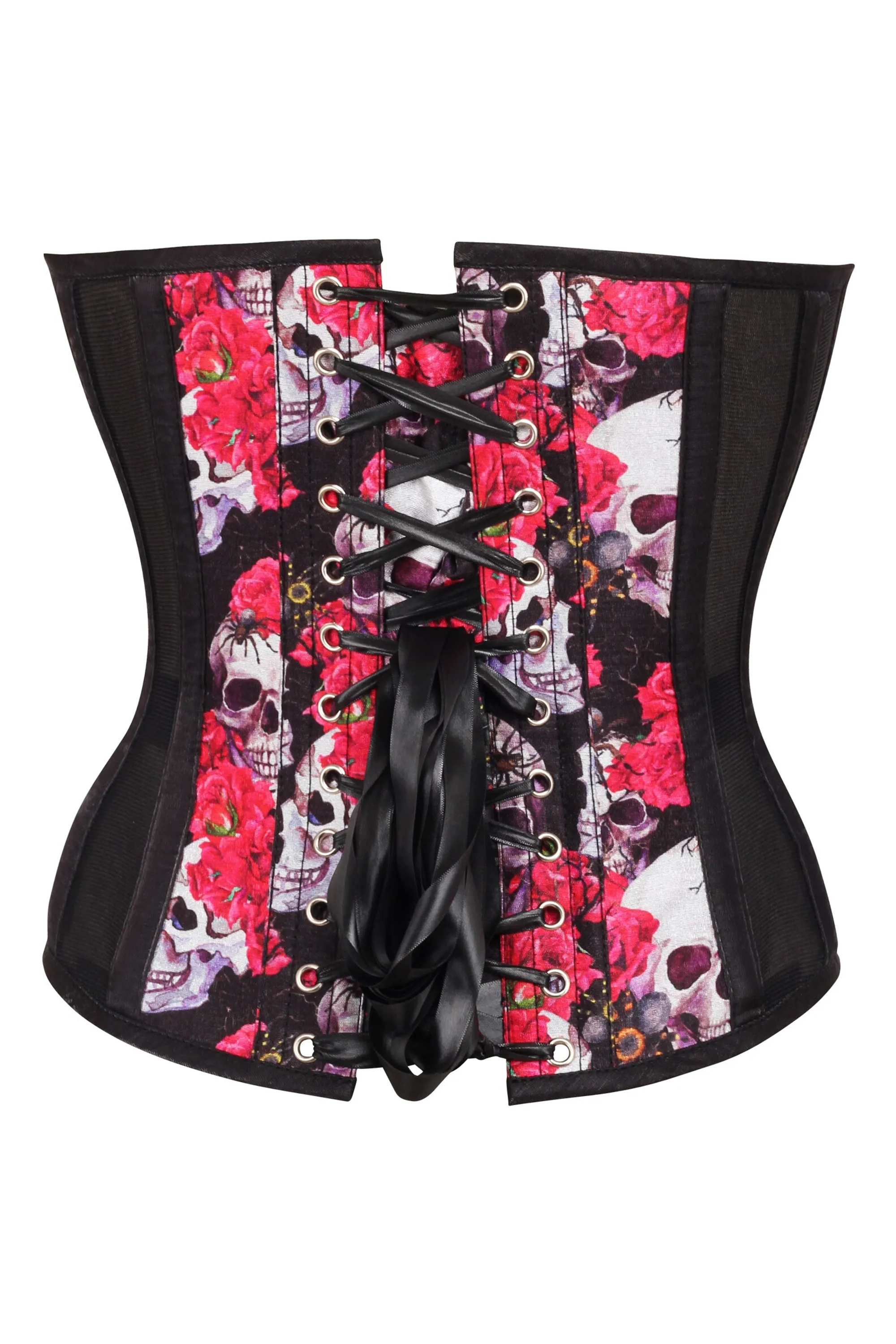 Plunge Sweetheart Skull Flower Print Corset sold by Corset Story product image thumbnail 2