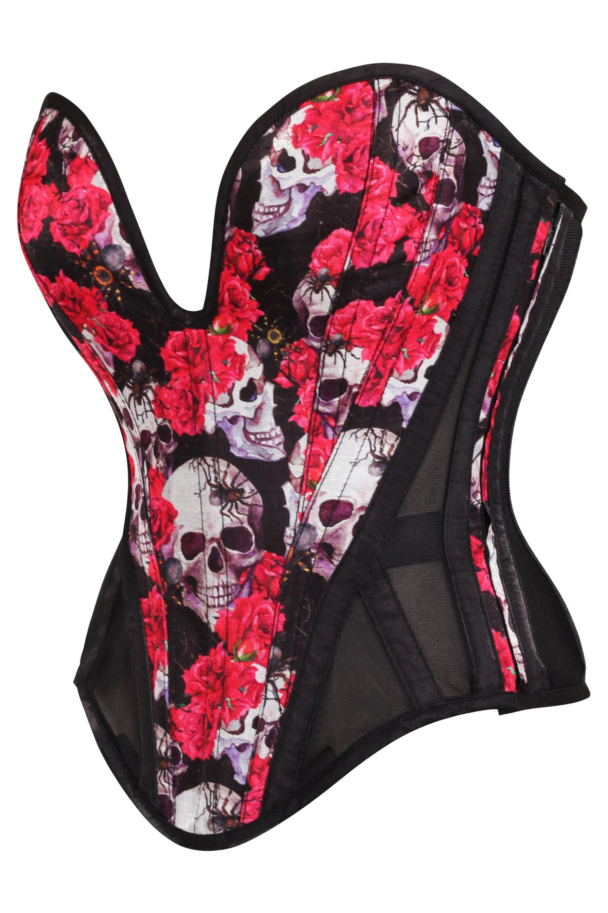 Plunge Sweetheart Skull Flower Print Corset sold by Corset Story product image thumbnail 3