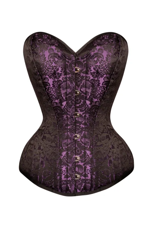 Purple Brocade Expert Waist Training Overbust Corset sold by Corset Story