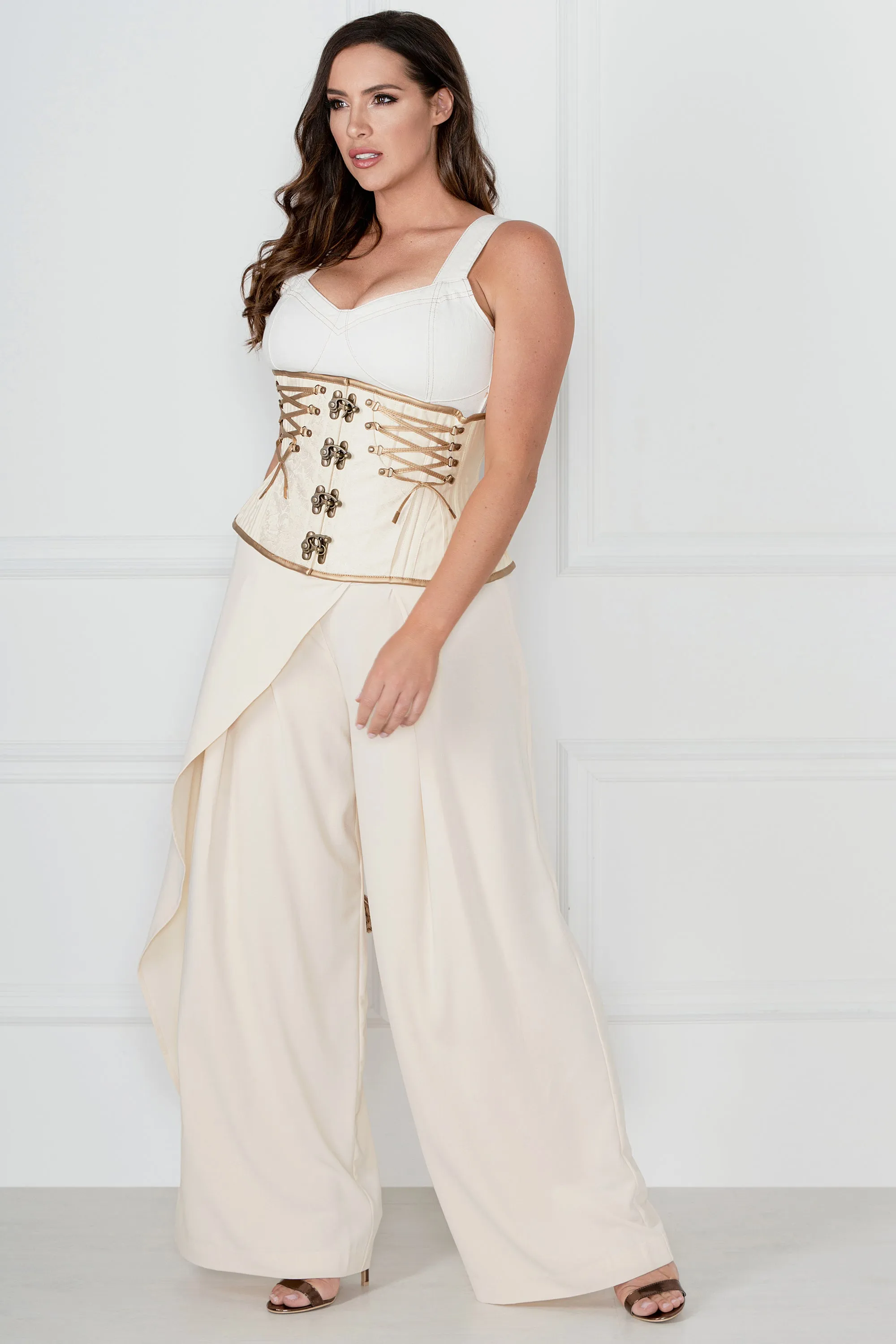 Ivory Underbust With Gold Detailing sold by Corset Story product image thumbnail 2