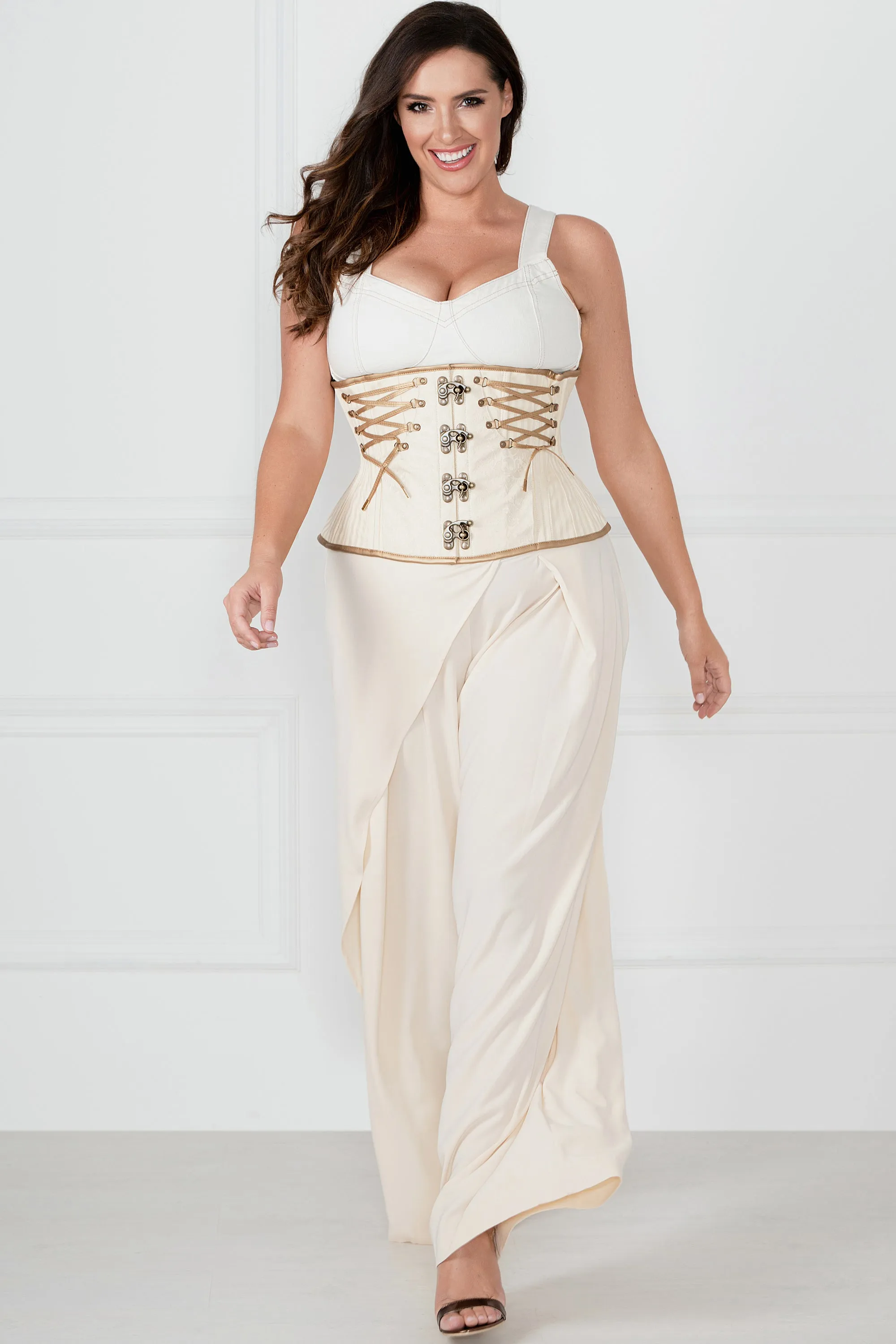 Ivory Underbust With Gold Detailing sold by Corset Story product image thumbnail 5