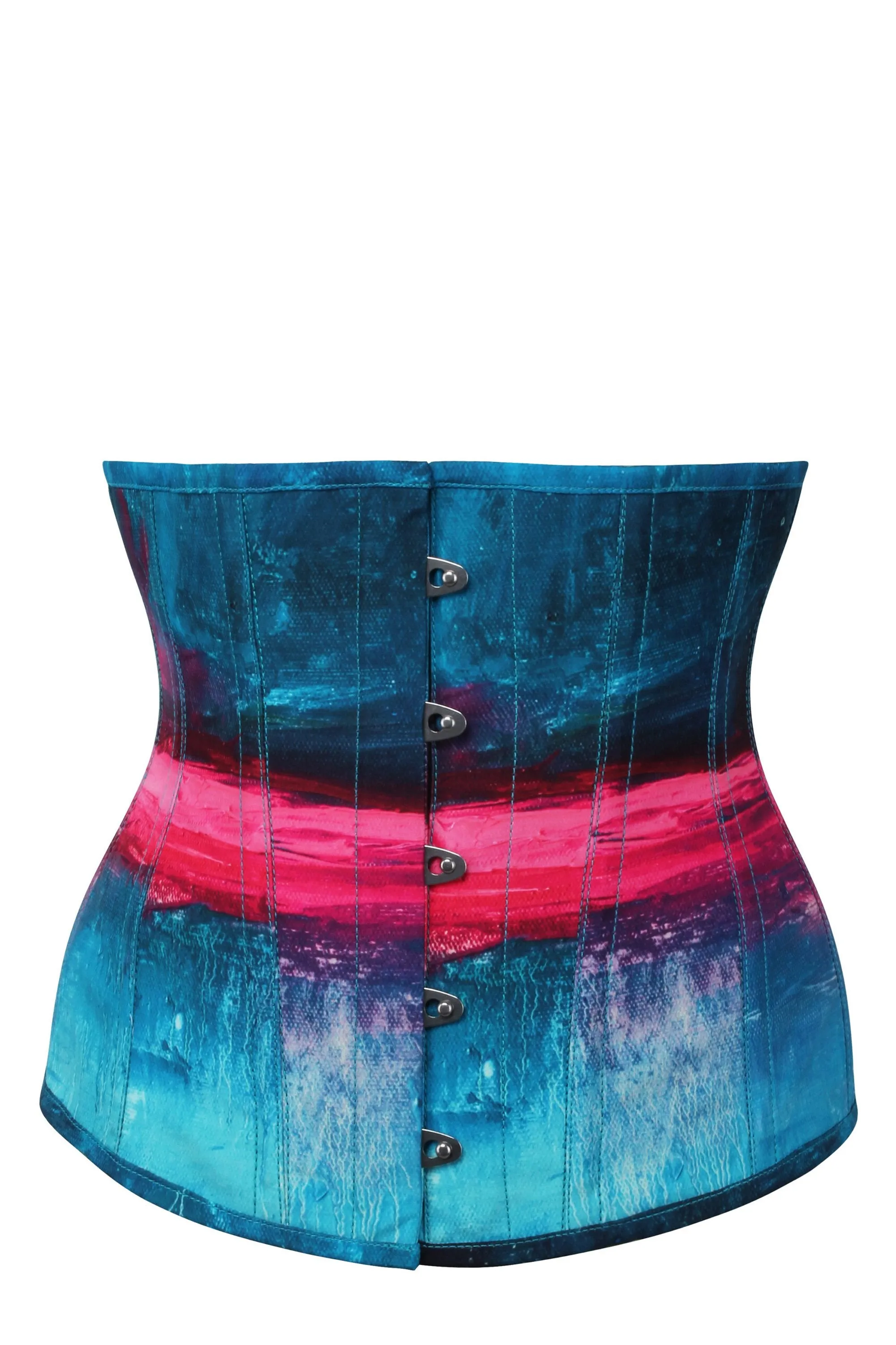 Stormy Night Blue and Pink Underbust Corset sold by Corset Story