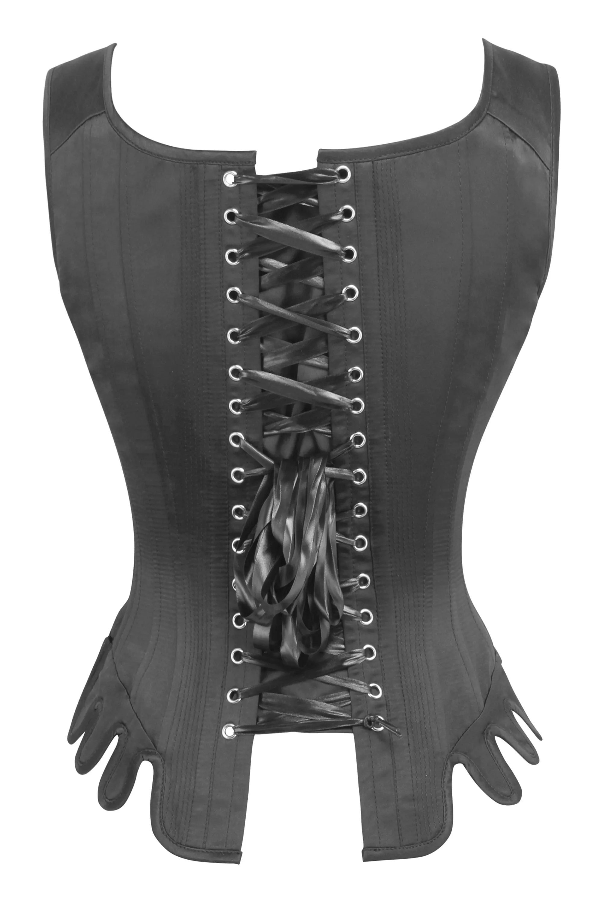Historically Inspired Black Satin Overbust Corset sold by Corset Story product image thumbnail 2