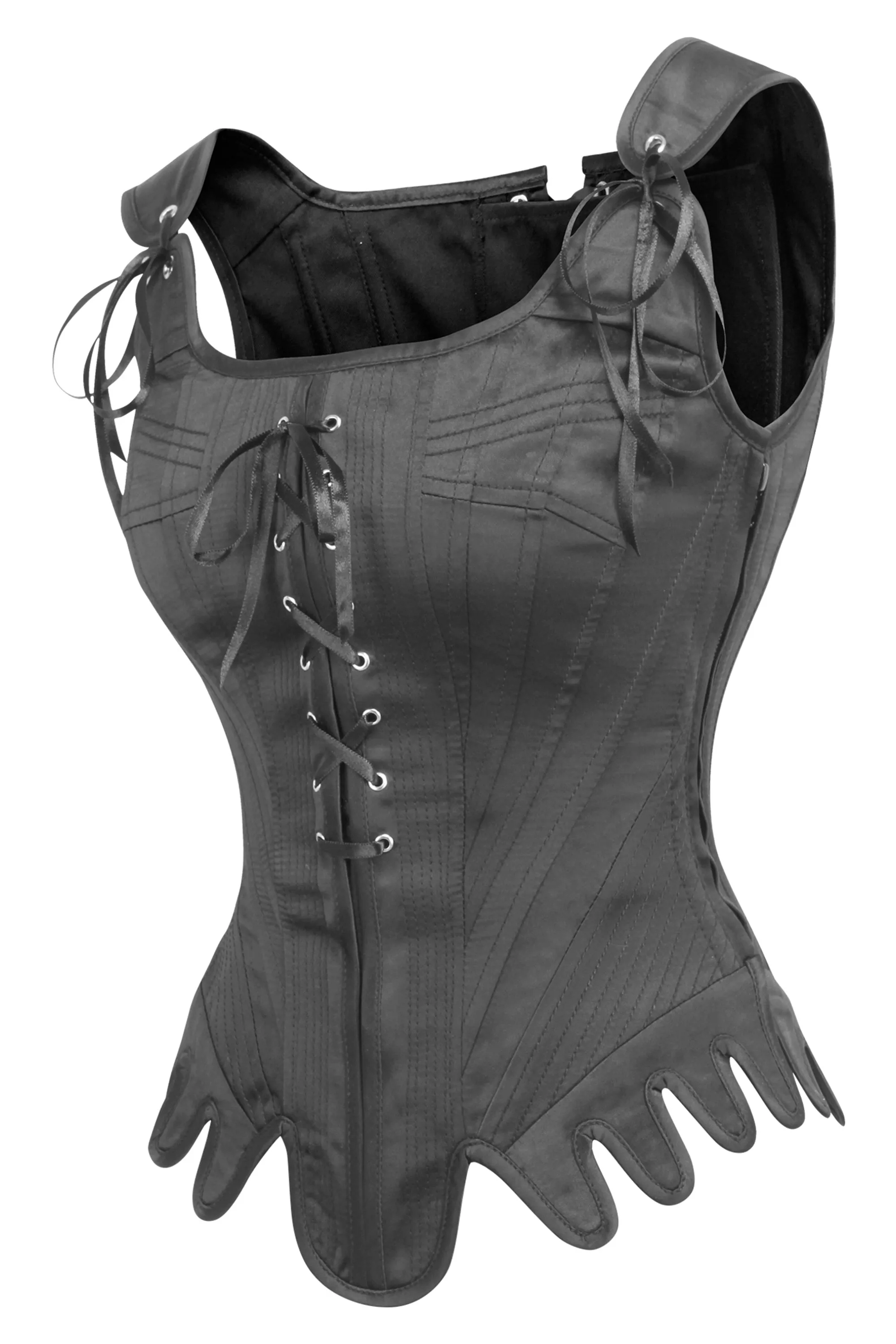 Historically Inspired Black Satin Overbust Corset sold by Corset Story product image thumbnail 3