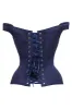 Navy Blue Sleeved Corset sold by Corset Story