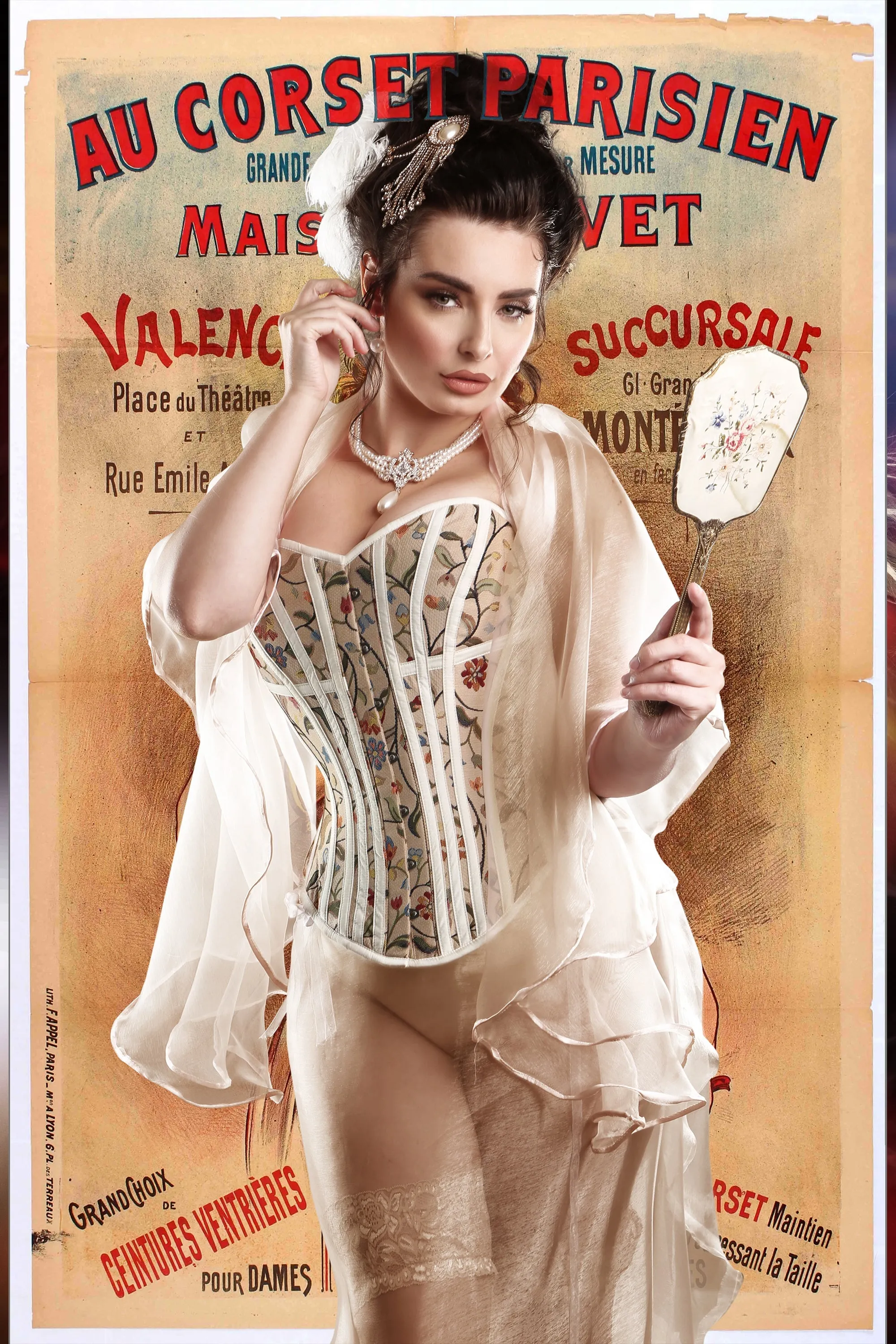 Historically Inspired Floral Print Overbust Corset sold by Corset Story product image thumbnail 2